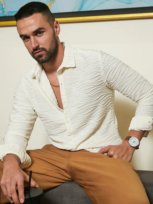 Campus Sutra - Self-Design Wave Shirt