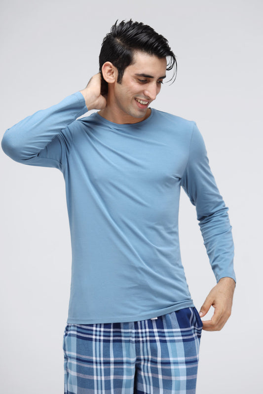 NeceSera - Blue Cotton Full Sleeve T-Shirt