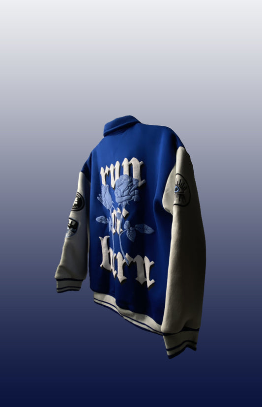 WHAT THE FLEX - RUN OR BURN VARSITY JACKET