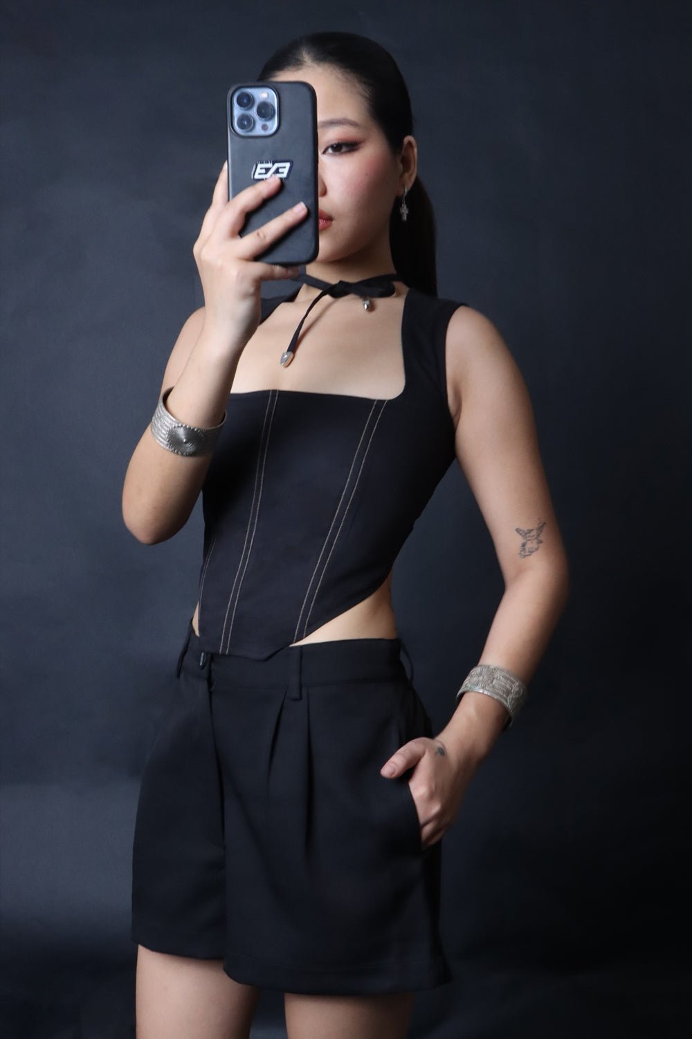 Beeglee - Black Xerox Tailored Shorts