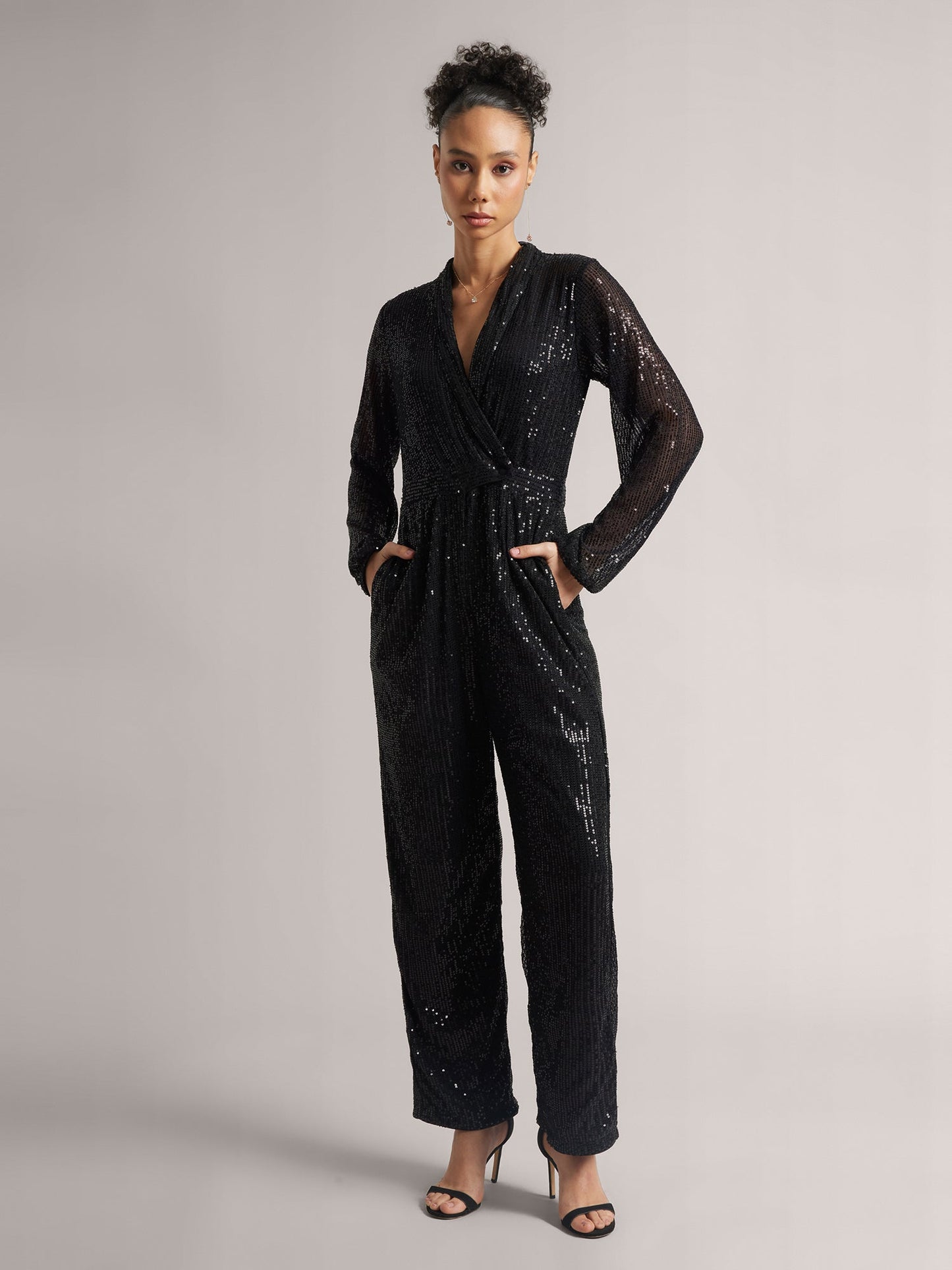 Zaccai - Charcoal Black Sequins Jumpsuit