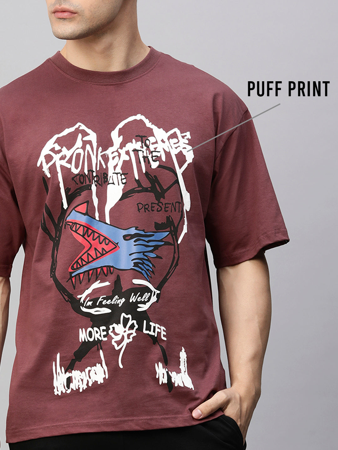 Pronk - Extreme Men Oversized Puff Printed T-shirt