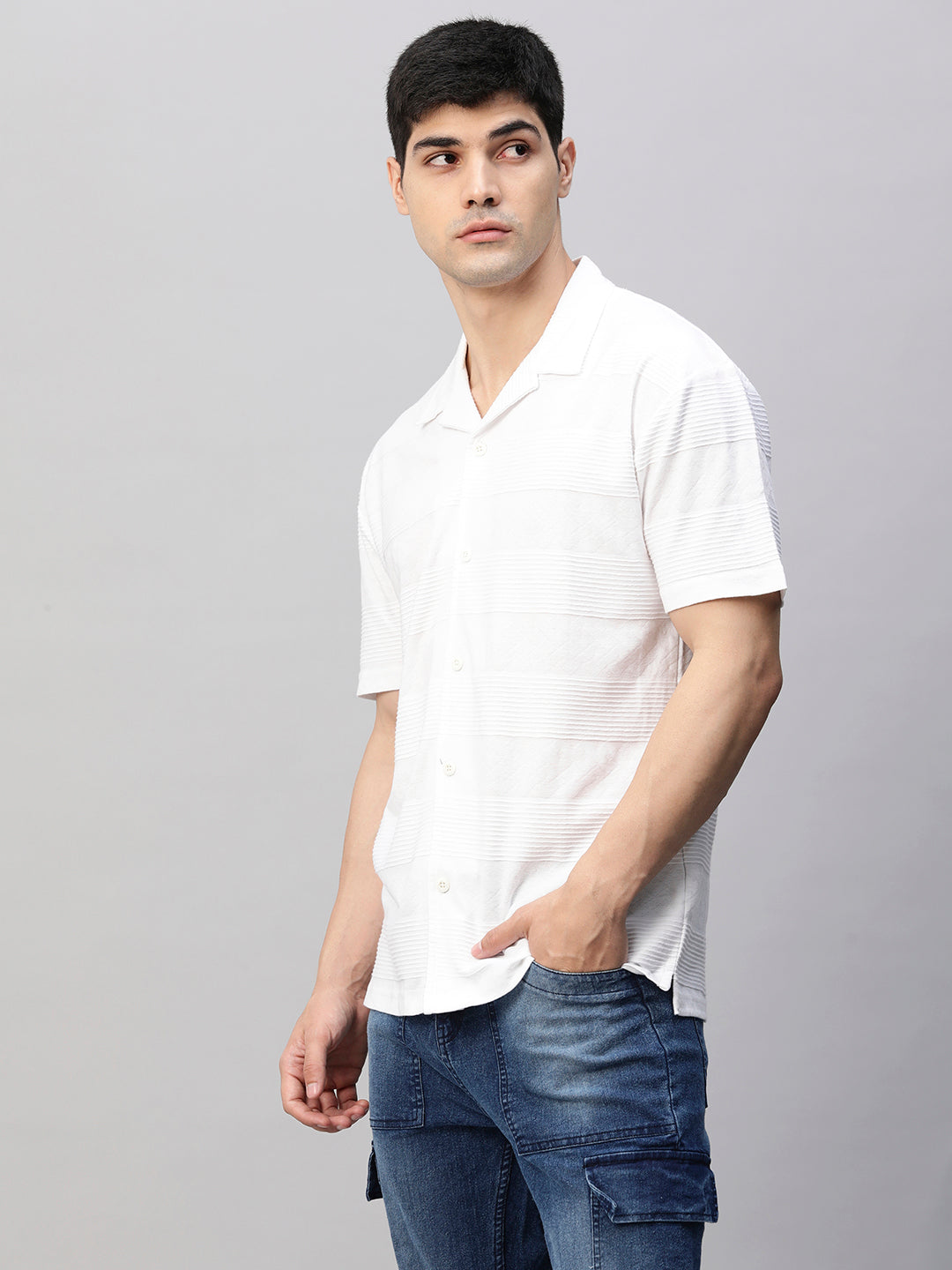 Pronk - Mens Half Sleeve Resort Shirt - White