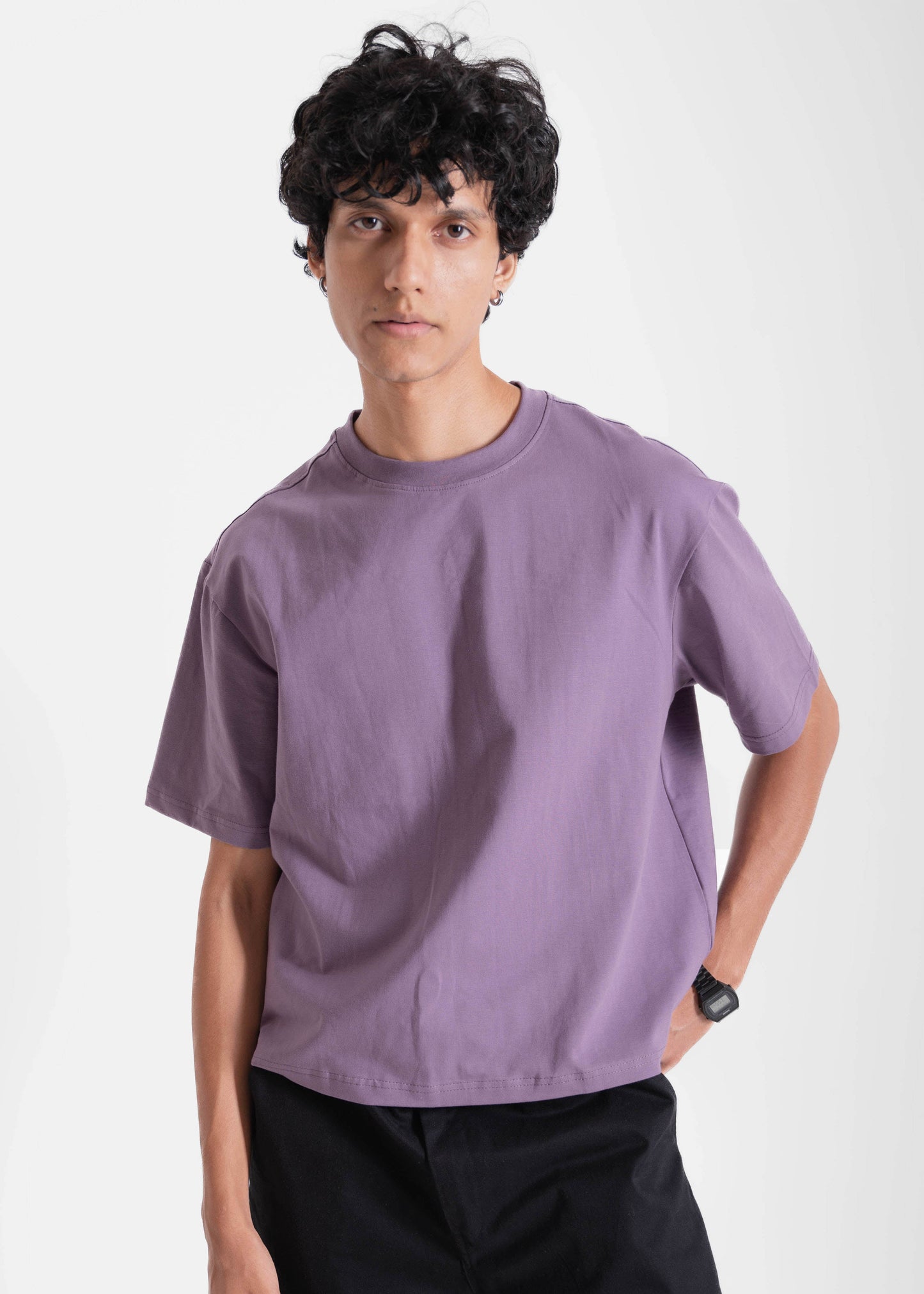 Desi Minimals - Lavender - Box Fit (Cropped) T-Shirt