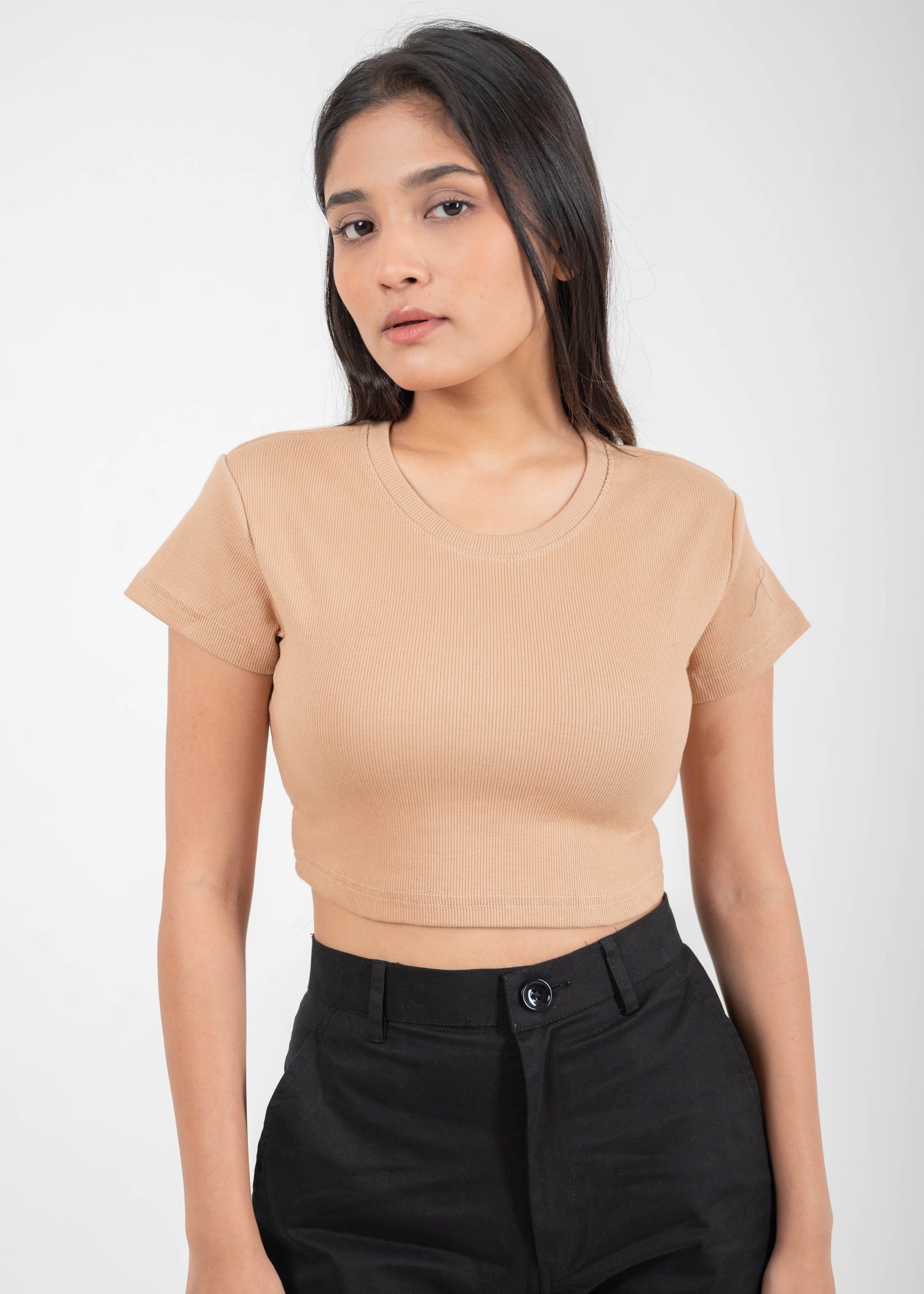 Desi Minimals - Beige - Sculpt Crop Top