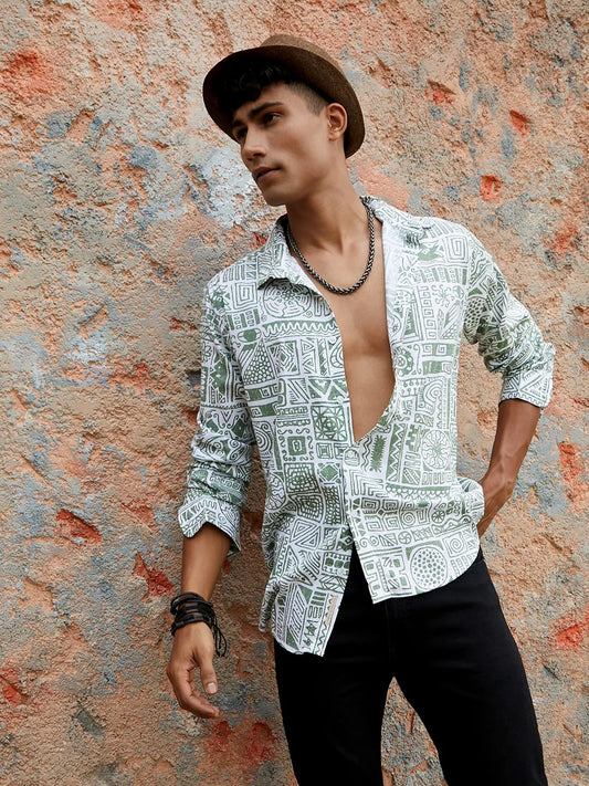 Campus Sutra - Contrast Aztec Shirt