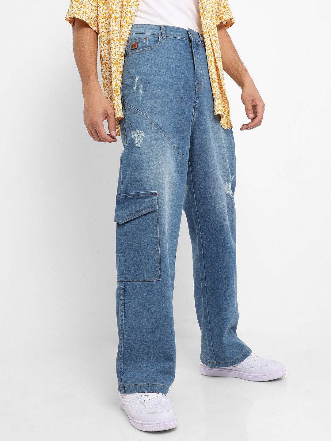 Campus Sutra - Asymmetrical Stitch Denim Jeans