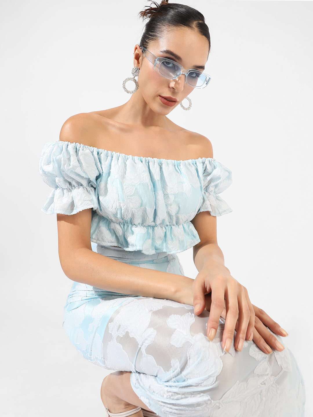 Campus Sutra - Light Blue Embroidered Co-Ord Set