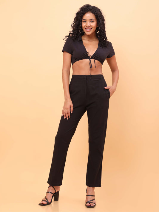 UNTUNG - Black Straight Cotton Pants