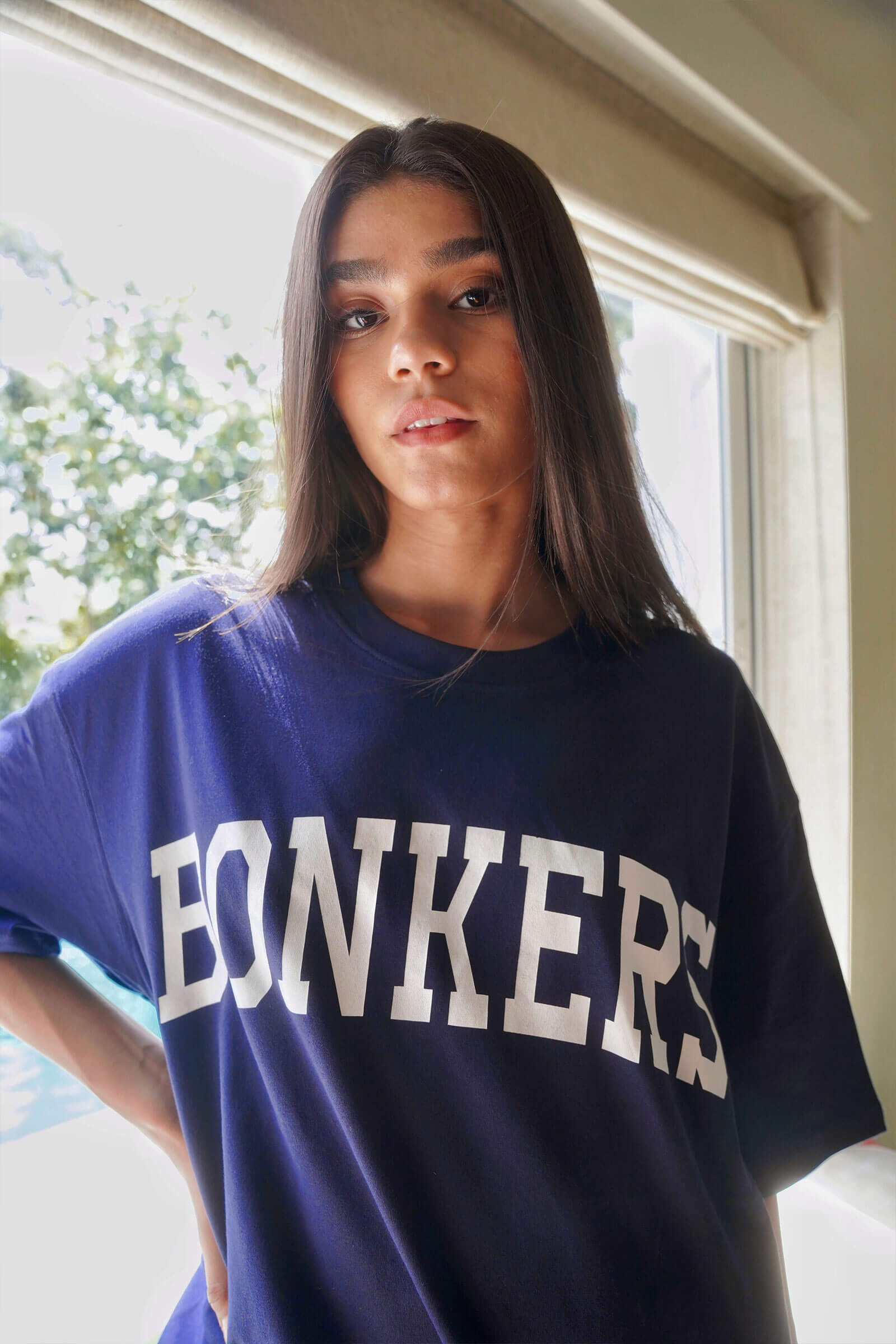 BONKERS CORNER - Navy Blue Signature Oversized T-Shirt