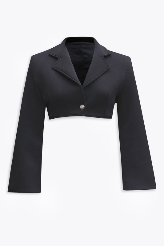 Beeglee - Ashen Grey Blockframe Cropped Blazer