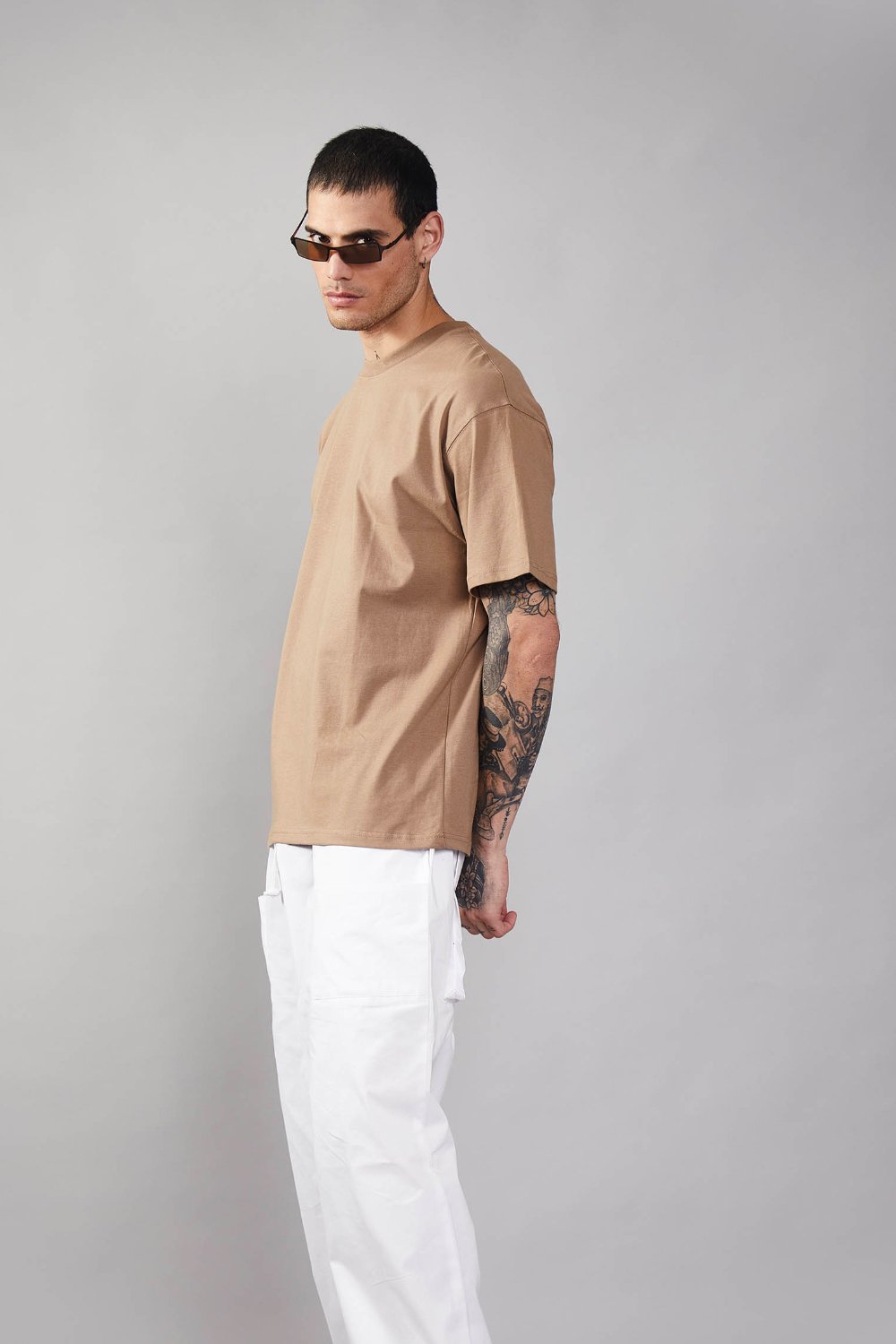 BONKERS CORNER - Khaki Heavyweight Oversized T Shirt