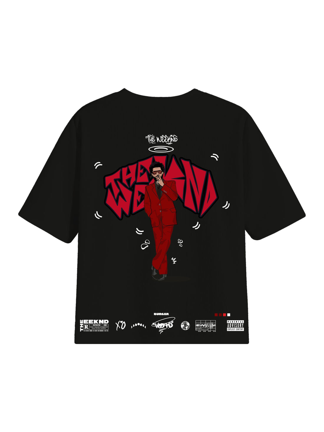 Burger Bae - The Weeknd Cartoon Art Drop Sleeved Tee For Men And Women