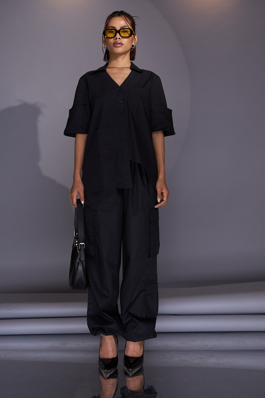 SPELL BY SMOKESHOW - Ivy Oversized Asymmetrical Black Shirt