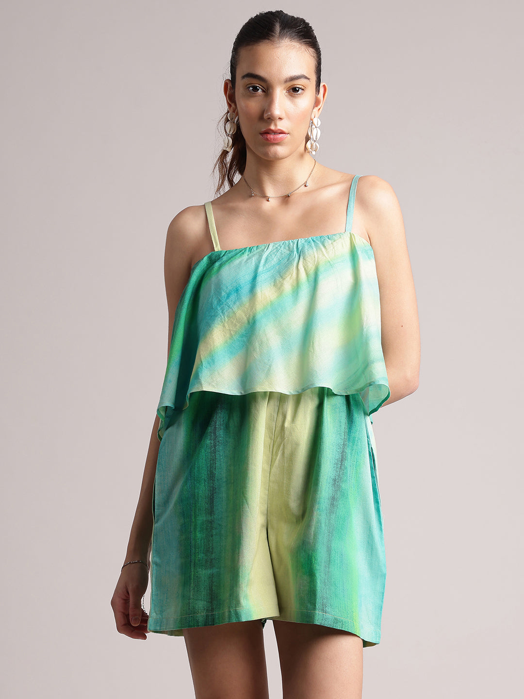 Zaccai - Multicolor Cotton Abstract Layered Jumpsuit
