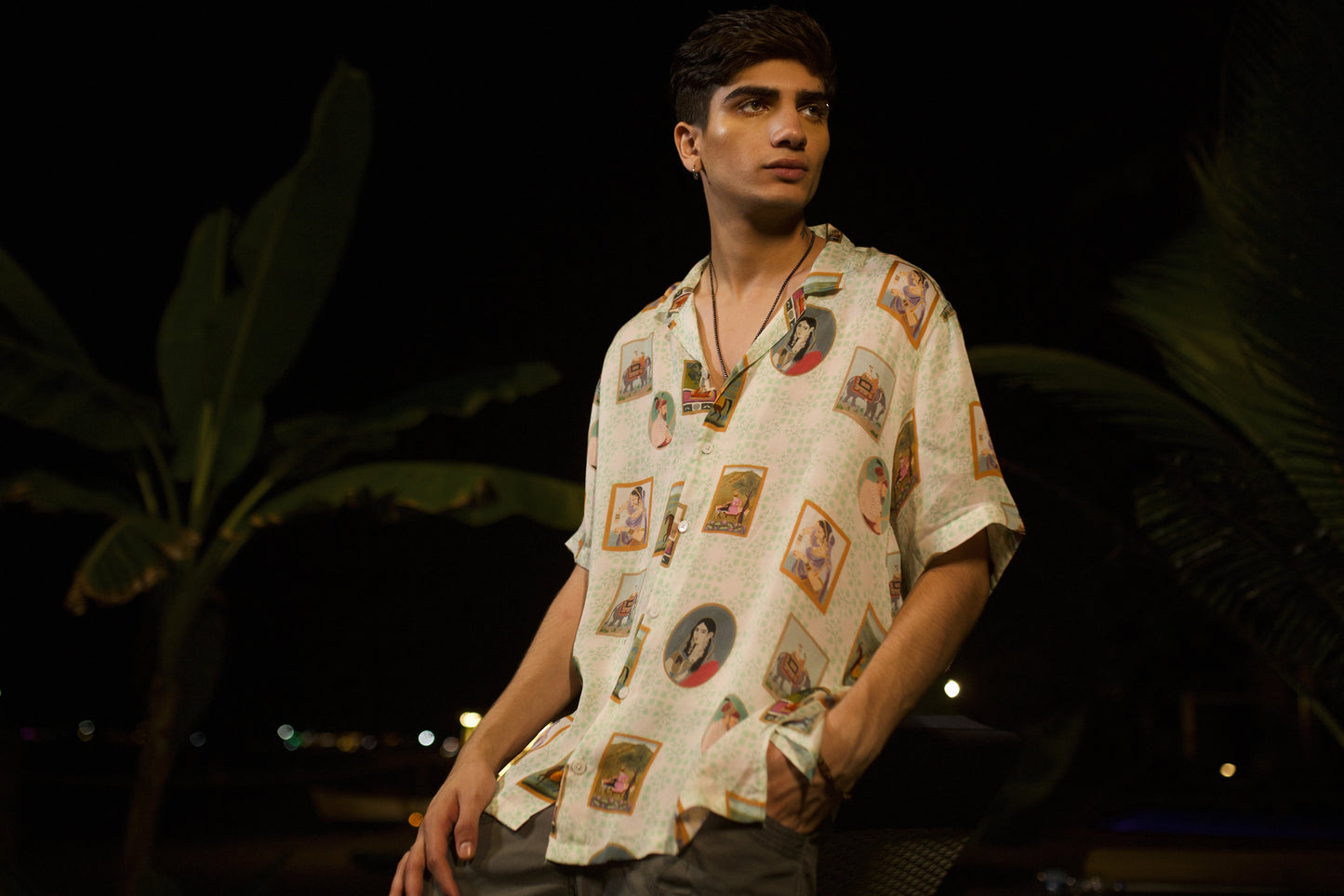 QB Men - Khajuraho Brown Printed Art Oversize Shirt