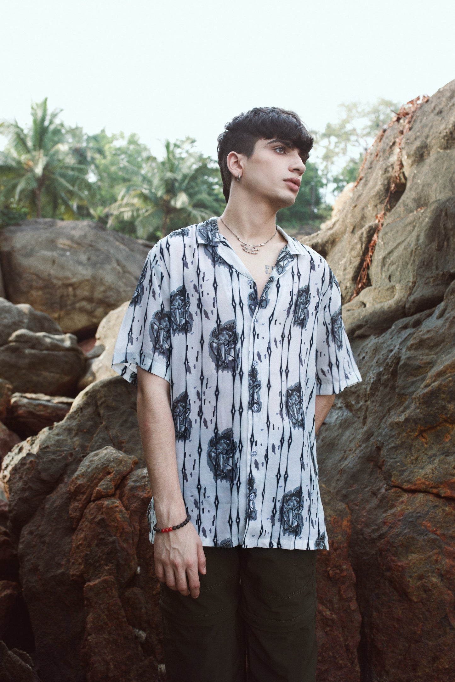 QB Men - Khajuraho White Oversize Shirt For Men