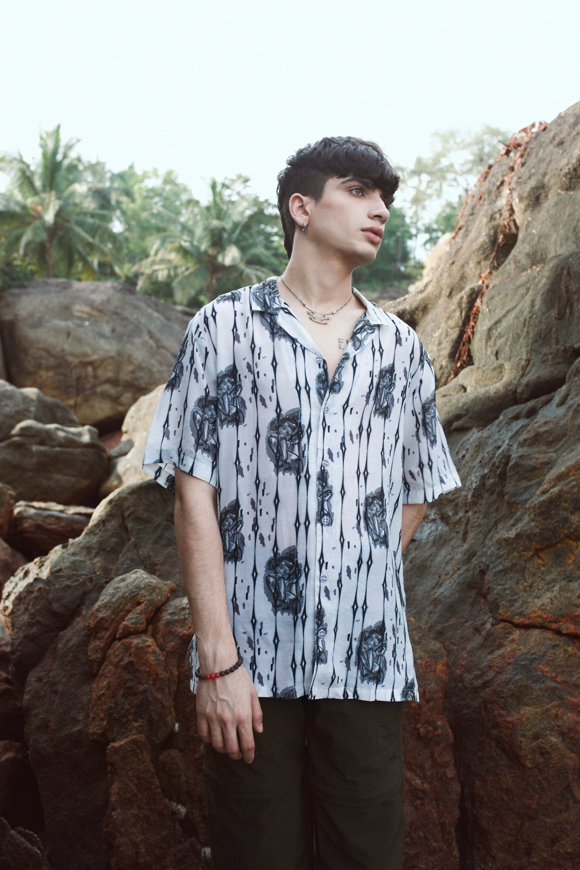 QB Men - Khajuraho White Oversize Shirt For Men