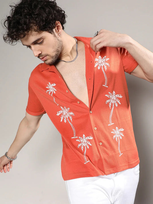Campus Sutra - Palm Tree Knit Shirt