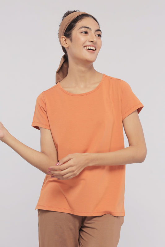NeceSera - Golden Ochre Supima Round Neck Tee