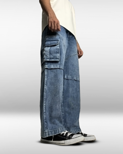 WHAT THE FLEX - BLUE DENIM Oversized Jeans