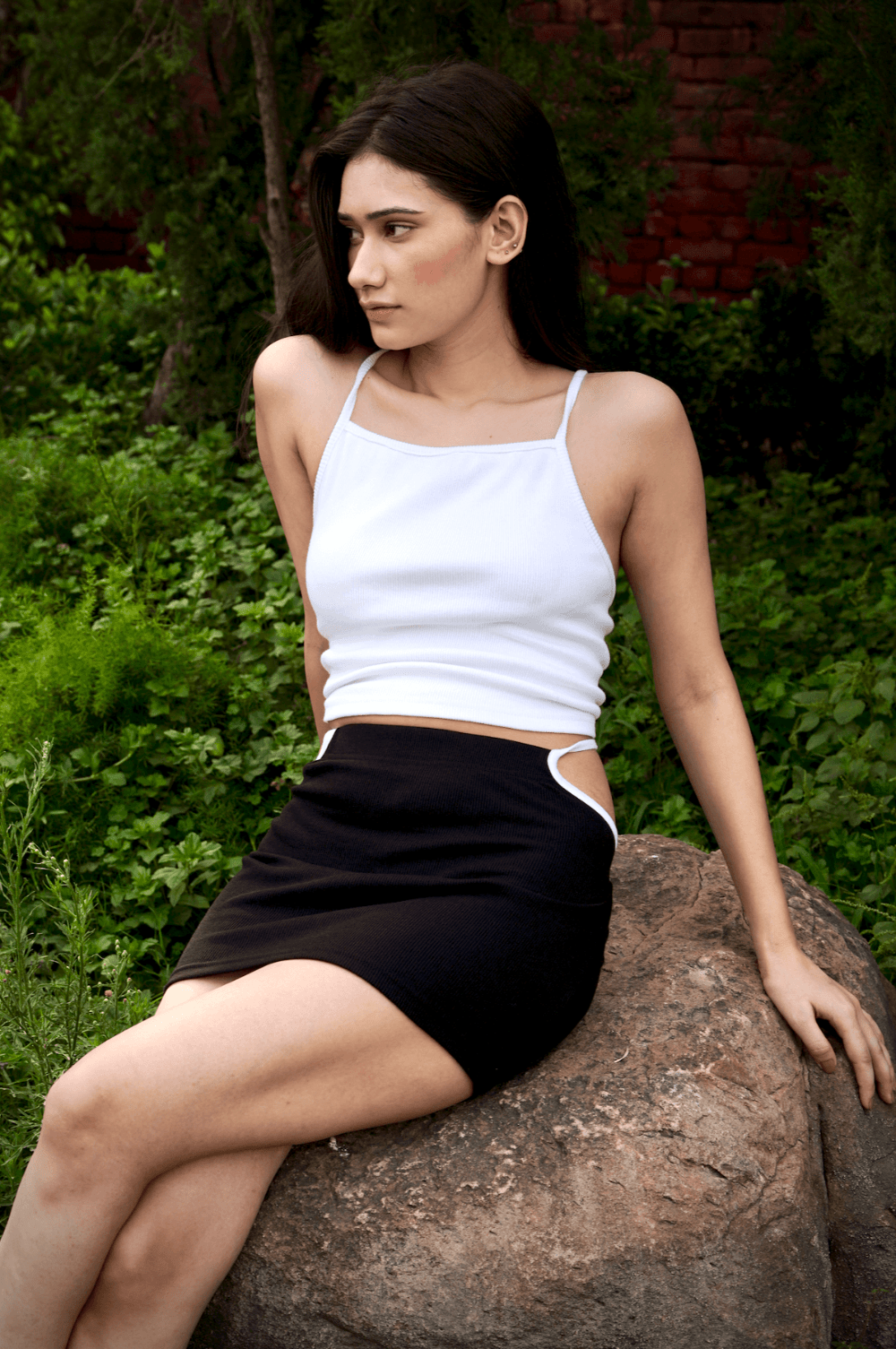Beeglee - Black ribbed knit skirt