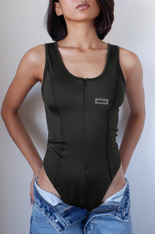 Beeglee - Olive Nyx Zip Up Bodysuit