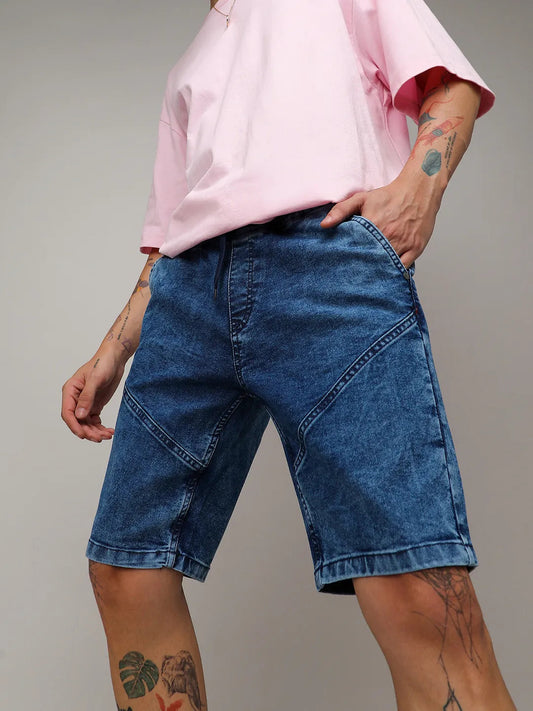 Campus Sutra - Contrast Stitch Denim Shorts