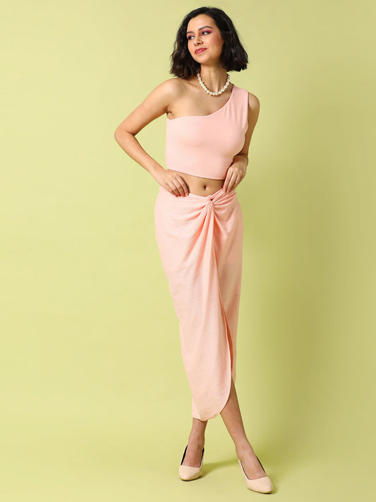 Campus Sutra - Baby Pink Wrap-Around Co-Ord Set
