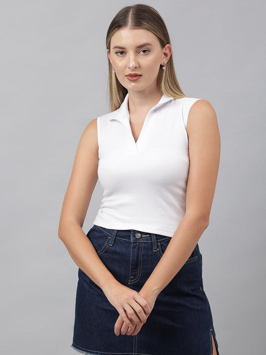 Color Capital - White Collared Top
