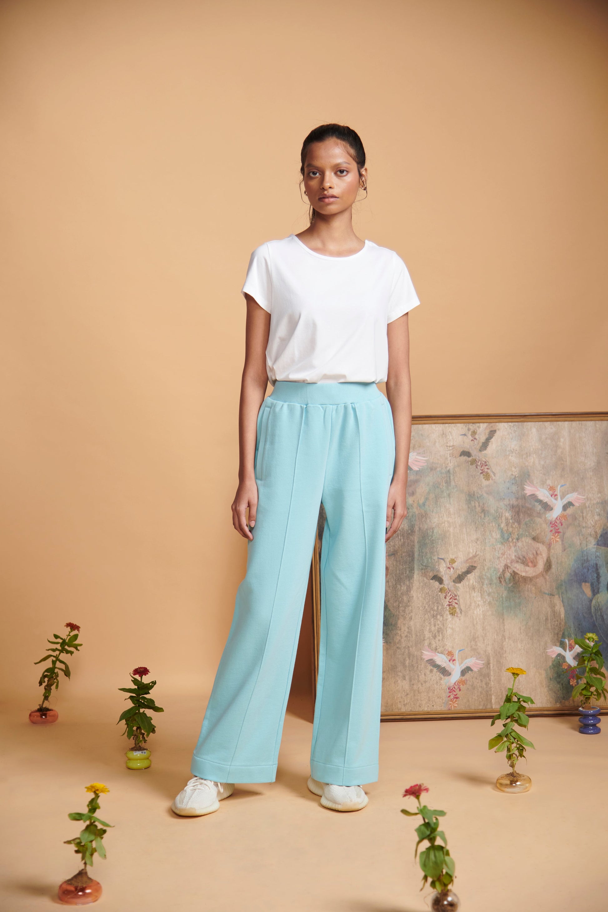 NeceSera - Blue Terry High Waist Travel Pant
