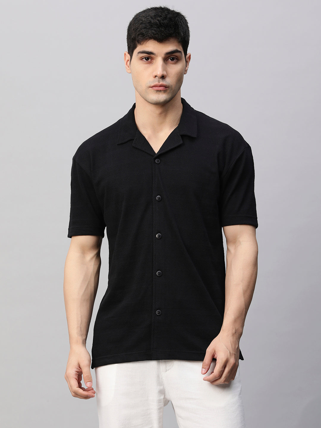 Pronk - Mens Half Sleeve Resort Shirt - Black