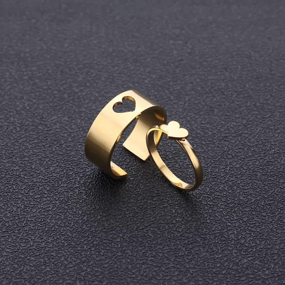 Combo of 2 Beautiful Gold Plated Heart Couple Rings