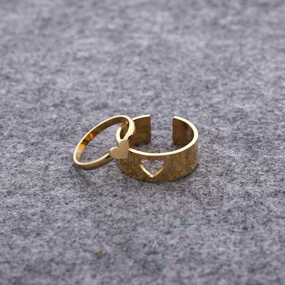 Combo of 2 Beautiful Gold Plated Heart Couple Rings