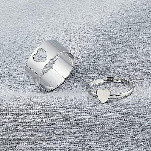 Combo of 2 Gold and Silver Plated Heart Couple Rings