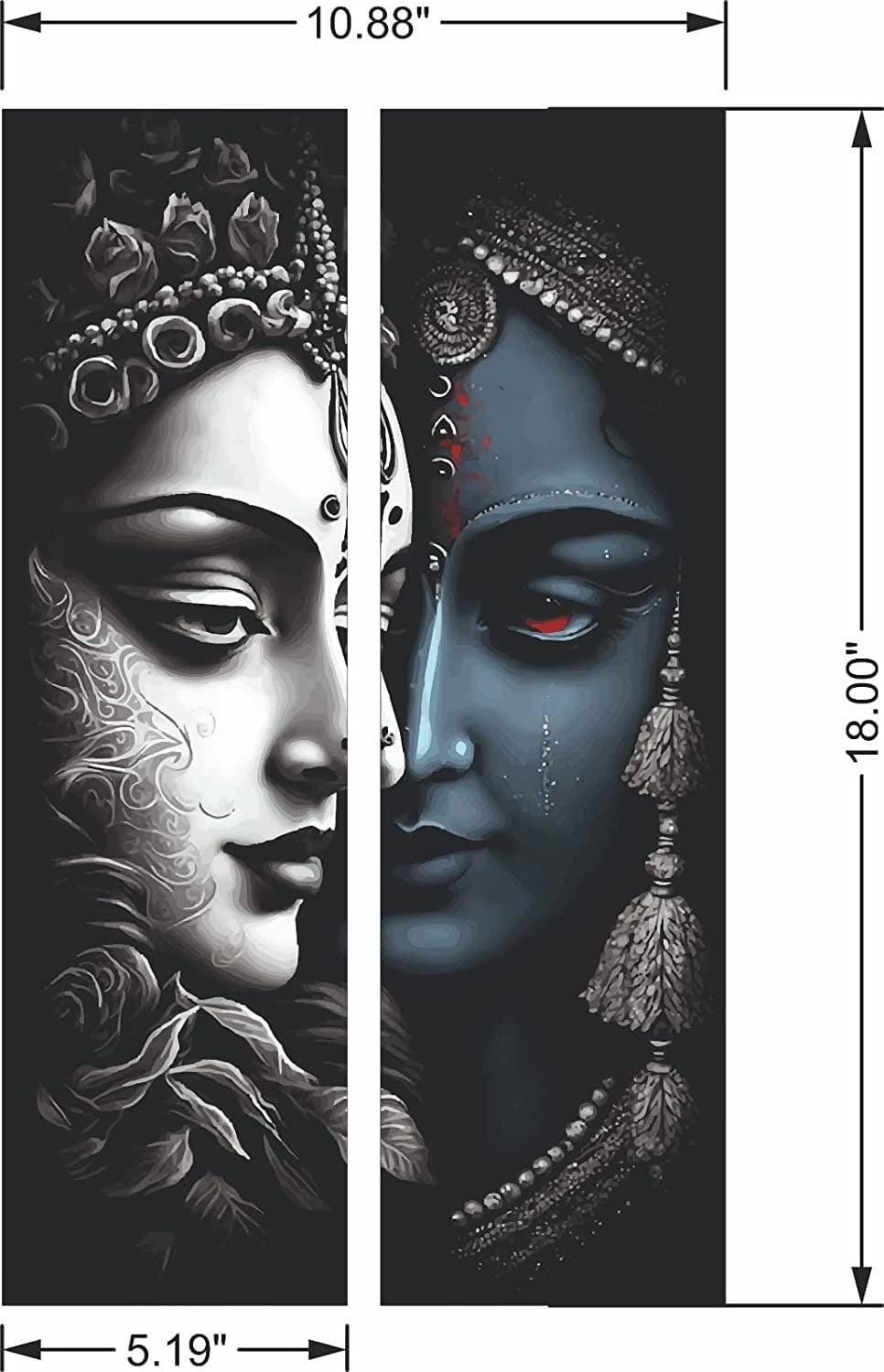JaipurCrafts Premium Set of 2 Radha Krishna MDF self Addhesive UV Printed Home Decorative Religious Gift Item,Radha Krishna Wooden Wall paintings For Home And Living Room -11 x 18 inches, Multi --JaipurCrafts