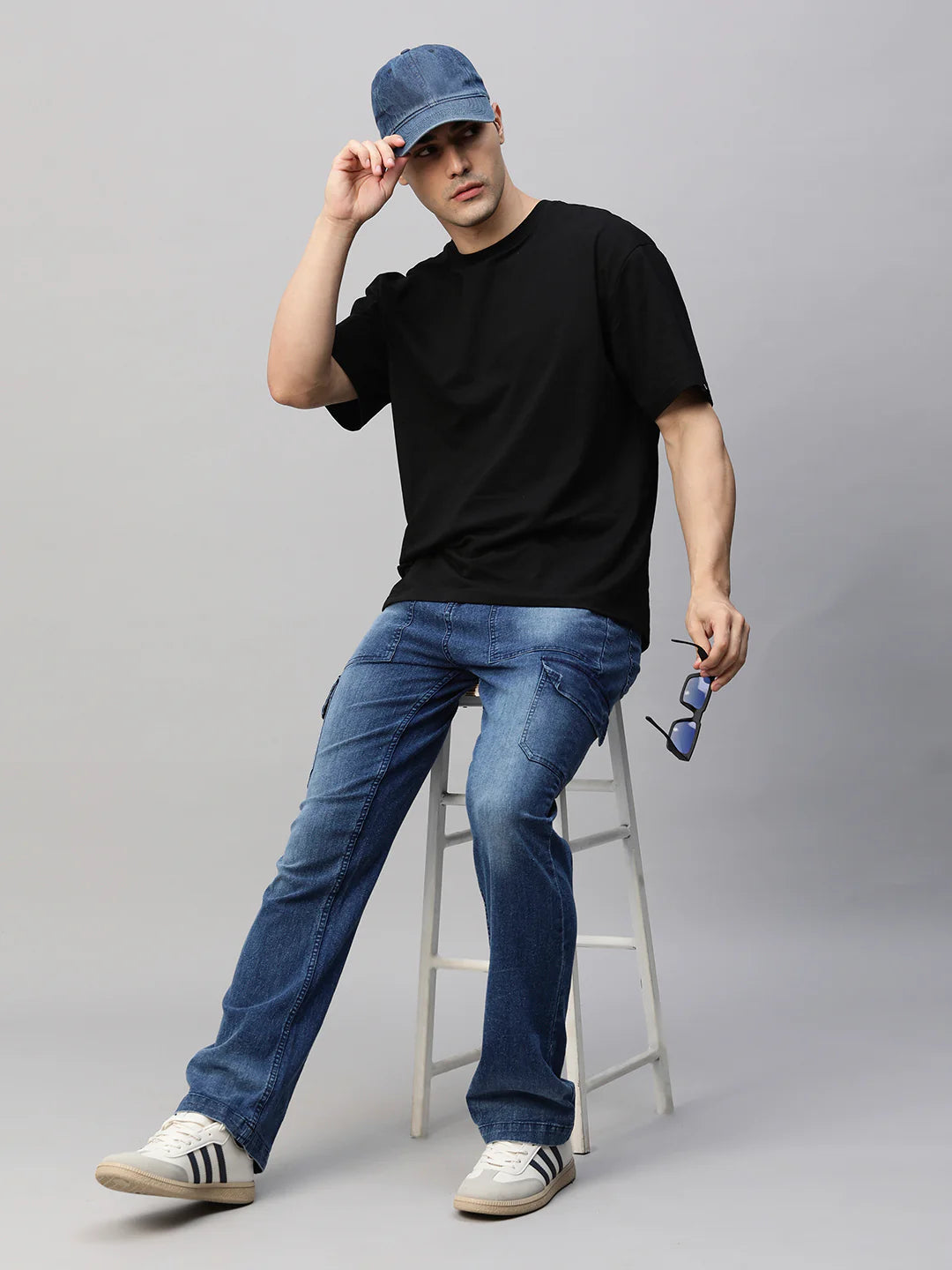 Solid-Men-Oversized-T-Shirt-Black