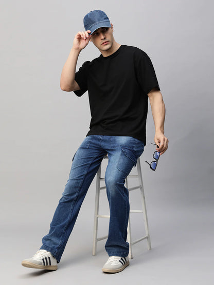 Solid-Men-Oversized-T-Shirt-Black