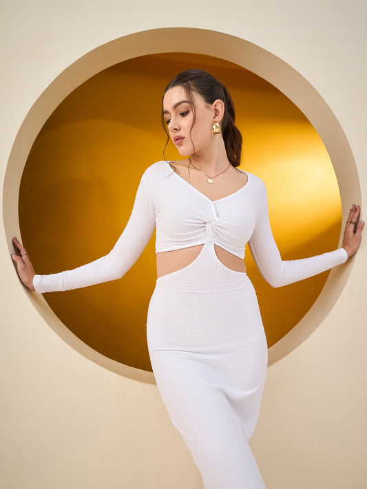 Color Capital - Ribbed Waist Cut Out Maxi Dress