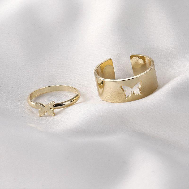 Combo of 2 Attractive Gold Plated Butterfly Couple Rings