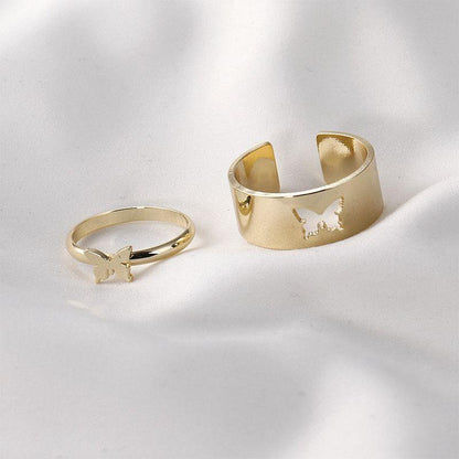 Combo of 2 Attractive Gold Plated Butterfly Couple Rings