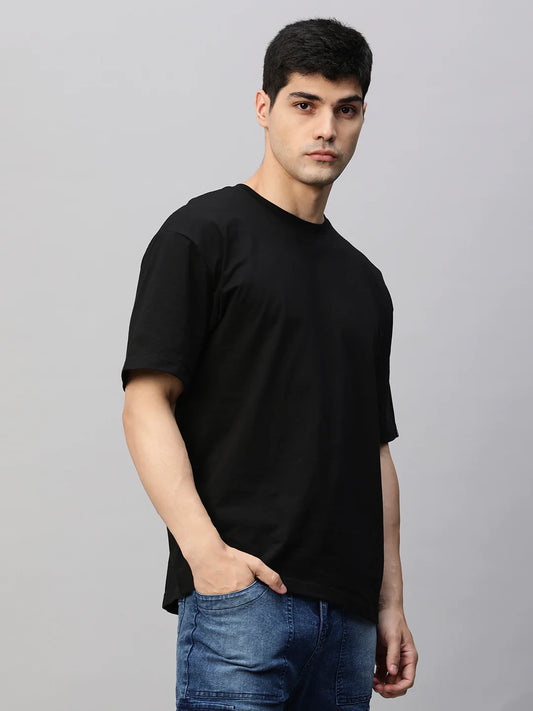 Solid-Men-Oversized-T-Shirt-Black