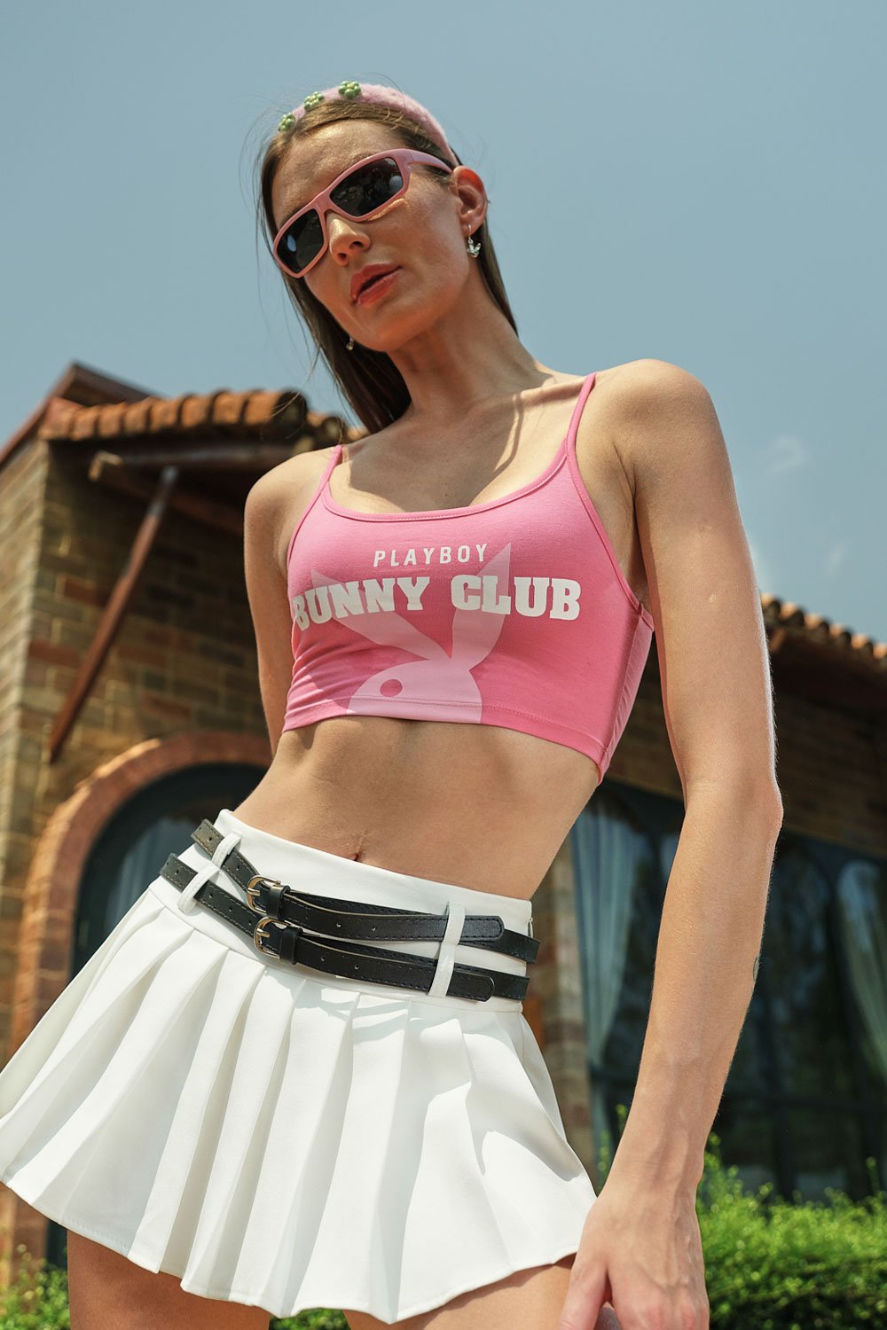 BONKERS CORNER - Pink Bunny Club Crop Cami
