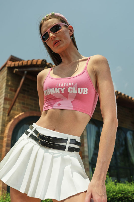 BONKERS CORNER - Pink Bunny Club Crop Cami