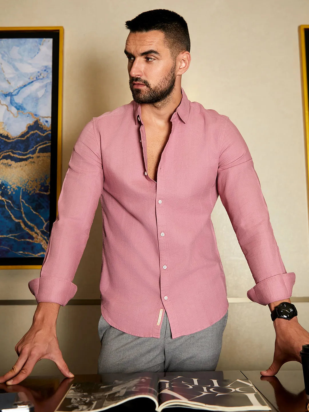 Campus Sutra - Self-Design Striped Shirt