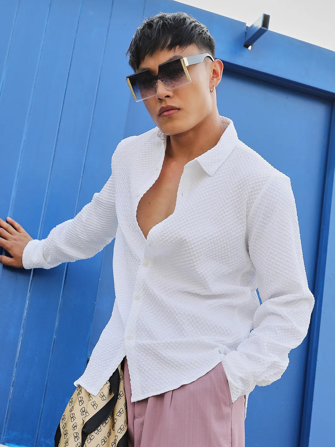 Campus Sutra - Embossed Micro Check Shirt