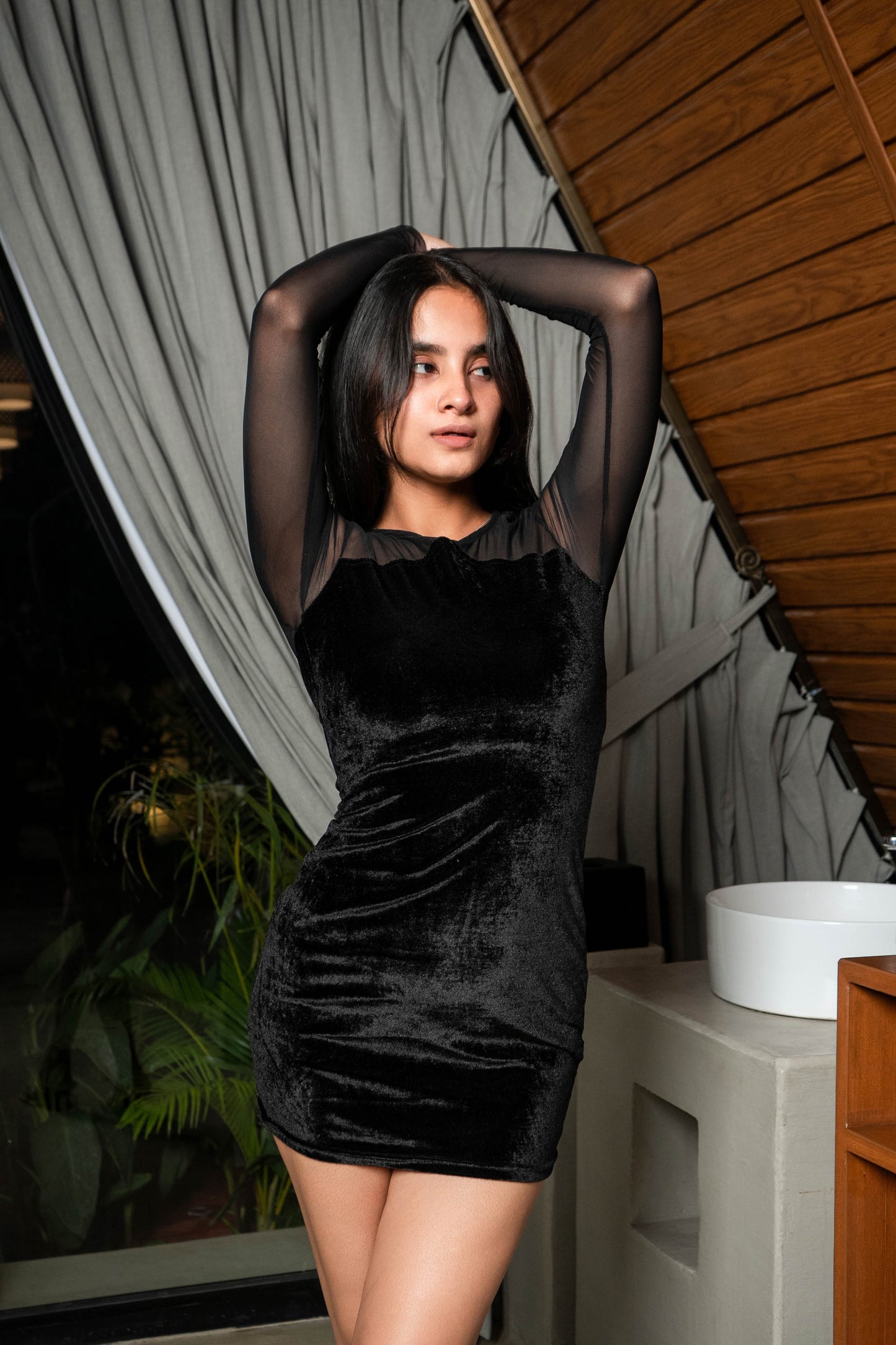 Color Capital - Black Sheath Net Dress