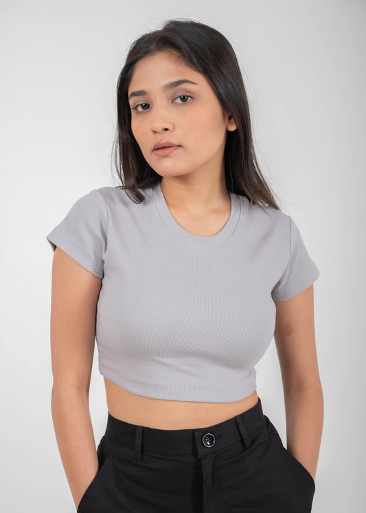 Desi Minimals - Grey - Sculpt Crop Top