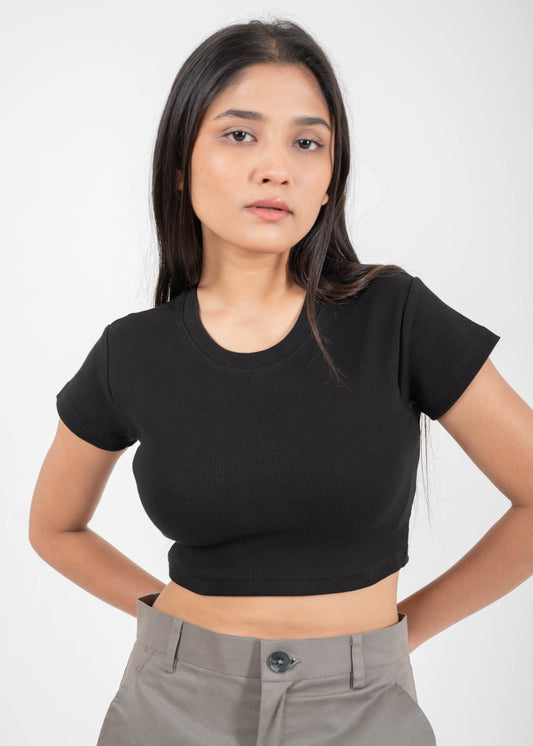 Desi Minimals - Black - Sculpt Crop Top