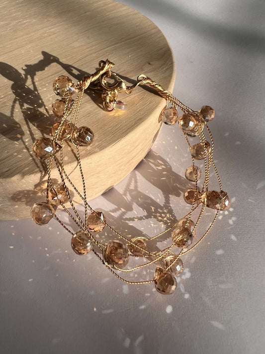 Bronze crystal beads bracelet